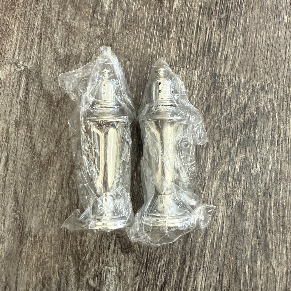 Never Used Vintage EMPIRE Sterling Silver Weighted Salt & Pepper Shakers